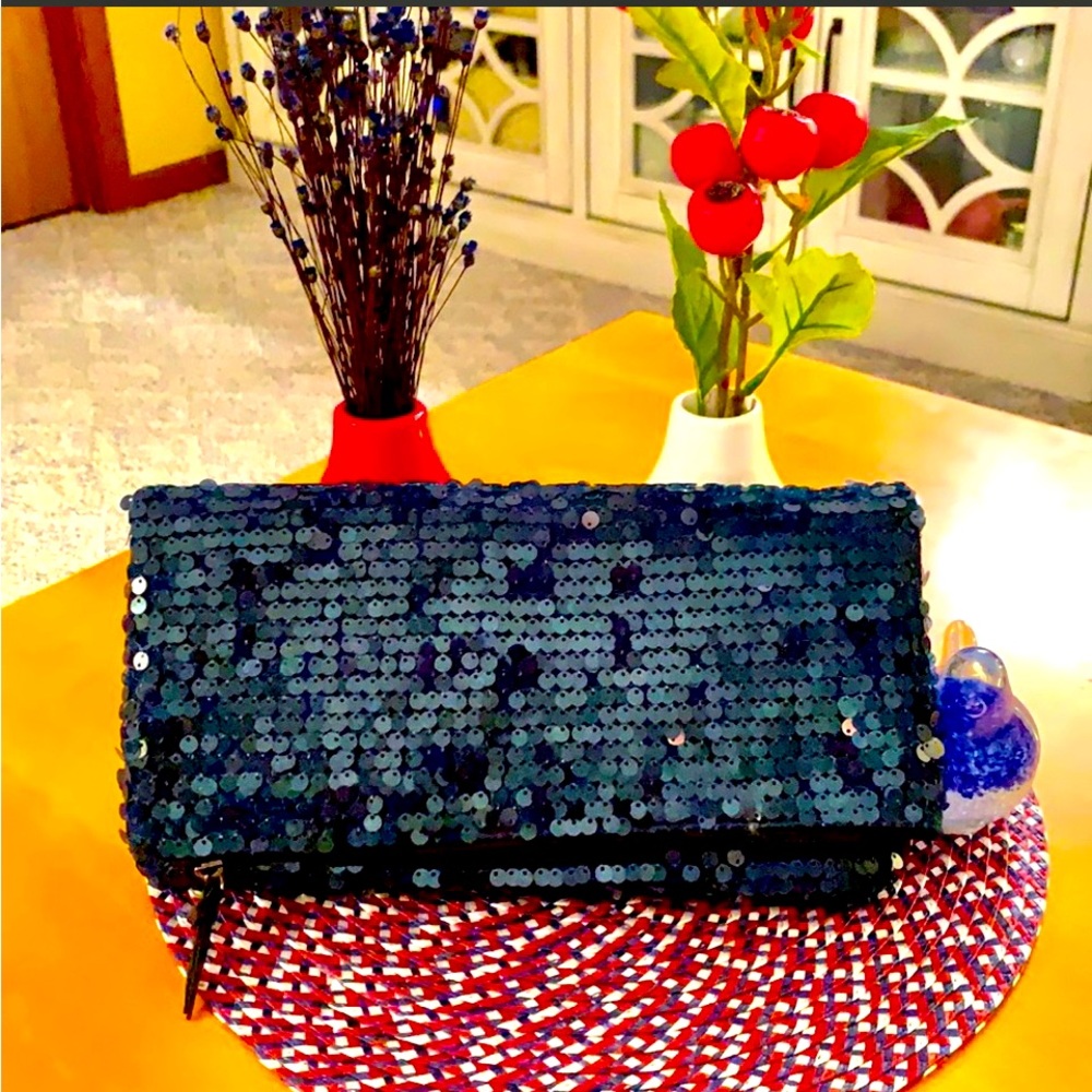New! BCBG Navy sequin clutch!